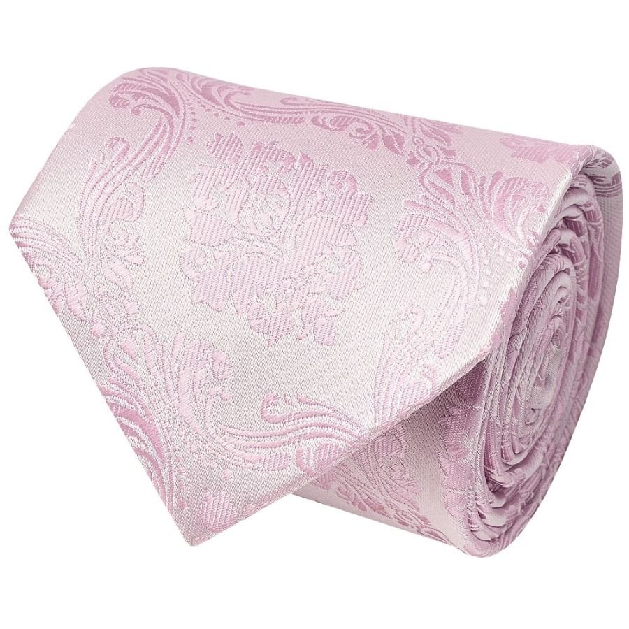 Light Dusty Pink Paisley Classic Men's Tie and Pocket Square Set