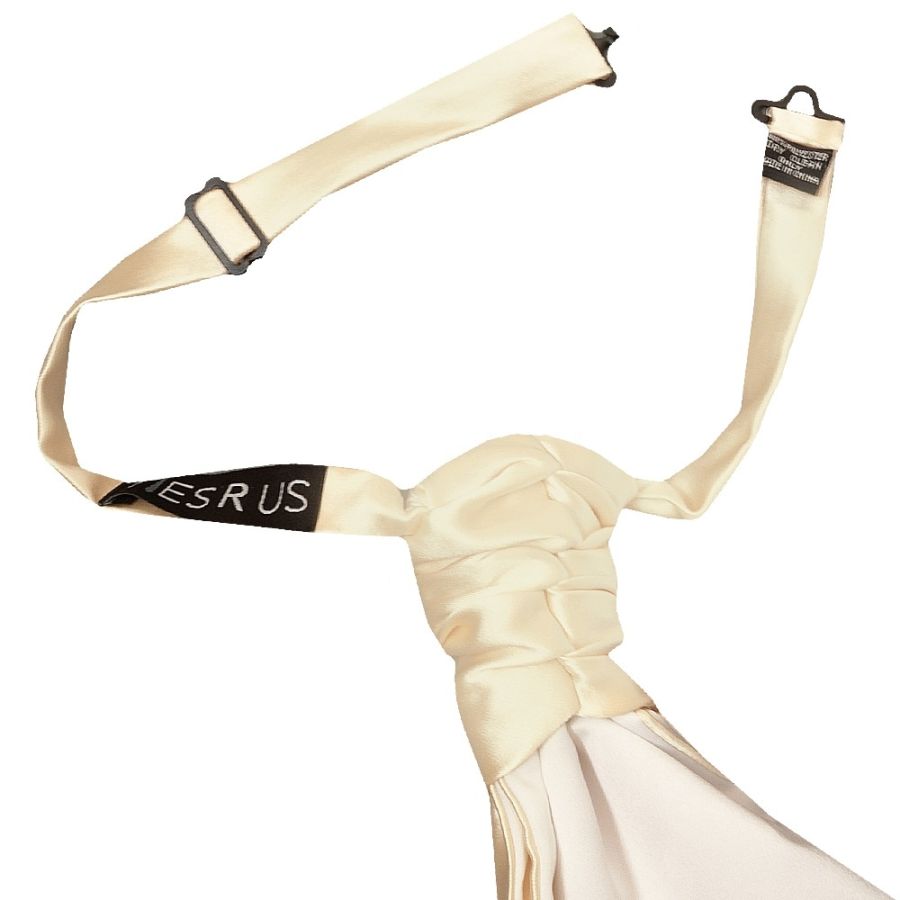 Plain Ivory Satin Men's Cravat Tie and Pocket Square Set