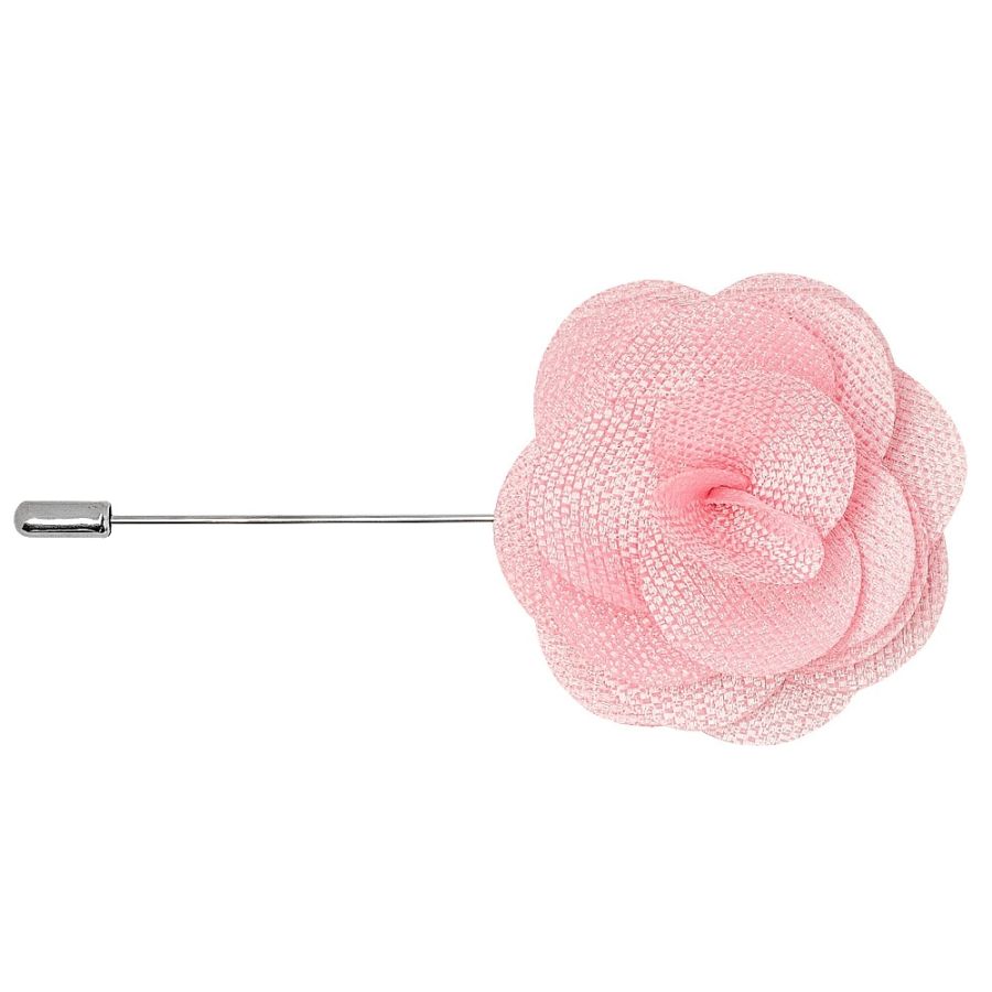 Classic Pink Mens Tie with Pocket Square and Lapel Pin Set