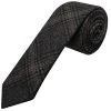 Dark Grey Check Tweed Skinny Men's Tie and Pocket Square