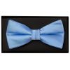 Plain Steel Blue Satin Handmade Mens Bow Tie and Pocket Square Set