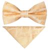 Pre Tied Peach Paisley Boys Bow Tie and Pocket Square Set