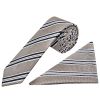 Silver Twin Stripe Skinny Men's Tie and Pocket Square Set