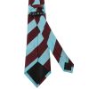 Claret and Blue Striped Hand Made Classic Men's Football Tie and Pocket Square Set