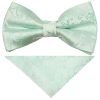 Pre Tied Mint Green Floral Boys Bow Tie and Pocket Square Set
