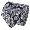 Mens Navy Floral Silk Classic Tie and Pocket Square