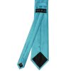 Plain Turquoise Satin Classic Men's Tie and Pocket Square Set