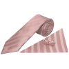 Mens Rose Gold Textured Stripe Silk Classic Tie Pocket Square and Cufflinks Box Set