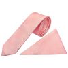 Plain Blush Rose Boys Satin Skinny Tie and Pocket Square Set
