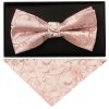 Rose Gold Floral Handmade Mens Bow Tie and Pocket Square Set