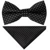 Pre Tied Black and White Polka Dot Boys Bow Tie and Pocket Square Set Age 4-7