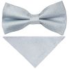 Pre Tied Light Blue Textured Silk Boys Bow Tie and Pocket Square Set