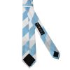 Sky Blue and White Striped Hand Made Skinny Men's Football Tie