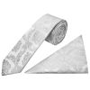 Silver Paisley Skinny Men's Tie and Pocket Square Set
