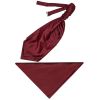 Burgundy Satin Men's Cravat Tie and Pocket Square Set