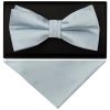Plain Duck Egg Handmade Mens Bow Tie and Pocket Square