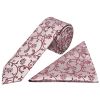 Burgundy Floral Skinny Boys Tie and Pocket Square Set