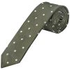 Olive Large White Spot Skinny Men's Tie and Pocket Square Set