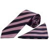 Navy and Lilac Striped Classic Men's Tie and Pocket Square Set
