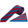 Red and Blue Striped Skinny Men's Tie and Pocket Square Set