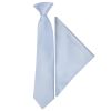 Pre Tied Dusty Blue Satin Boys Tie and Pocket Square Set Age 4-7