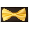 Plain Yellow Gold Handmade Mens Bow Tie and Pocket Square Set