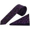 Black with Purple Floral Skinny Boys Tie and Pocket Square Set