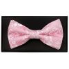Pink and White Floral Handmade Mens Bow Tie