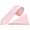 Plain Blush Pink Silk Skinny Boys Tie and Pocket Square Set