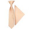 Pre Tied Light Peach Satin Boys Tie and Pocket Square Set Age 4-7