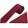 Plain Maroon Satin Skinny Men's Tie and Pocket Square Set