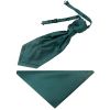 Plain Dark Teal Satin Men's Cravat Tie and Pocket Square Set