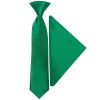 Pre Tied Emerald Green Satin Boys Tie and Pocket Square Set Age 4-7