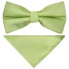 Pre Tied Light Sage Boys Bow Tie and Pocket Square Set Age 4-7