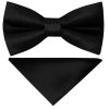 Pre Tied Black Boys Bow Tie Age and Handkerchief Set