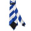 Blue and White Striped Classic Men's Football Tie and Pocket Square Set
