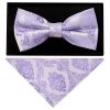 Lilac Paisley Handmade Mens Bow Tie and Pocket Square Set