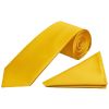 Plain Yellow Satin Classic Men's Tie and Pocket Square Set