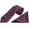 Navy with Red Mini Paisley Classic Men's Tie and Pocket Square Set