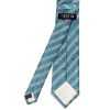 Mens Teal Textured Stripe Silk Classic Tie Pocket Square and Cufflinks Box Set