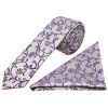 Purple Floral Skinny Boys Tie and Pocket Square Set