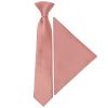 Pre Tied Plain Rose Gold Satin Boys Tie and Pocket Square Set Age 4-7