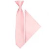 Pre Tied Blush Pink Satin Boys Tie and Pocket Square Set Age 4-7