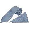 Dusty Blue Silk Twill Classic Men's Tie and Pocket Square Set