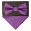 Handmade Cadburys Purple Mens Bow Tie and Pocket Square Set