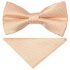 Pre Tied Peach and White Polka Dot Boys Bow Tie and Pocket Square Set
