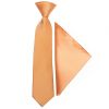 Pre Tied Peach Satin Boys Tie and Pocket Square Set Age 4-7