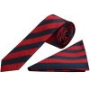Navy and Red Striped Skinny Men's Tie and Pocket Square Set