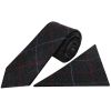 Mens Navy Check Classic Tie and Pocket Square Set