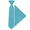 Pre Tied Turquoise Satin Boys Tie and Pocket Square Set Age 4-7